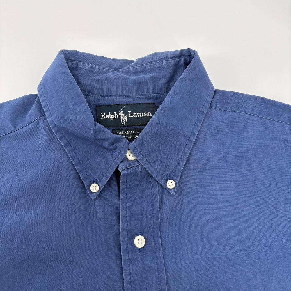 Ralph Lauren Men's Size 16.5-34/35 Yarmouth Blue Long Sleeve Button Down Shirt